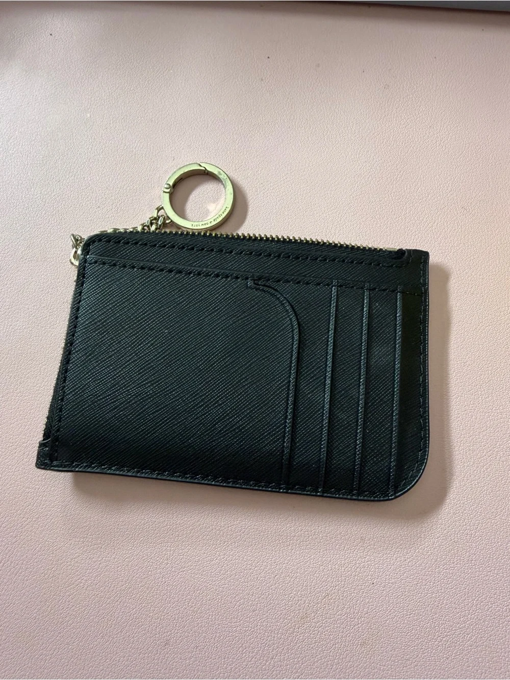 kate spade Black Saffiano Leather Key & Card Holder with Gold Hardware